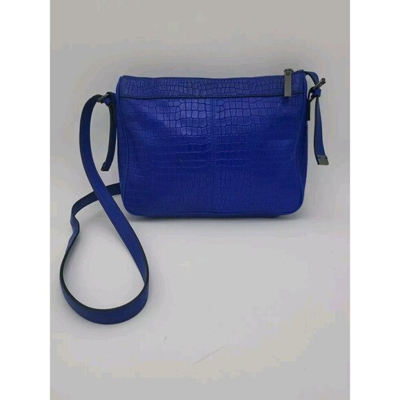 Royal Blue T Tahari Purse Alligator Crocodile Medium Preowned EUC Fast Ship - Picture 4 of 14